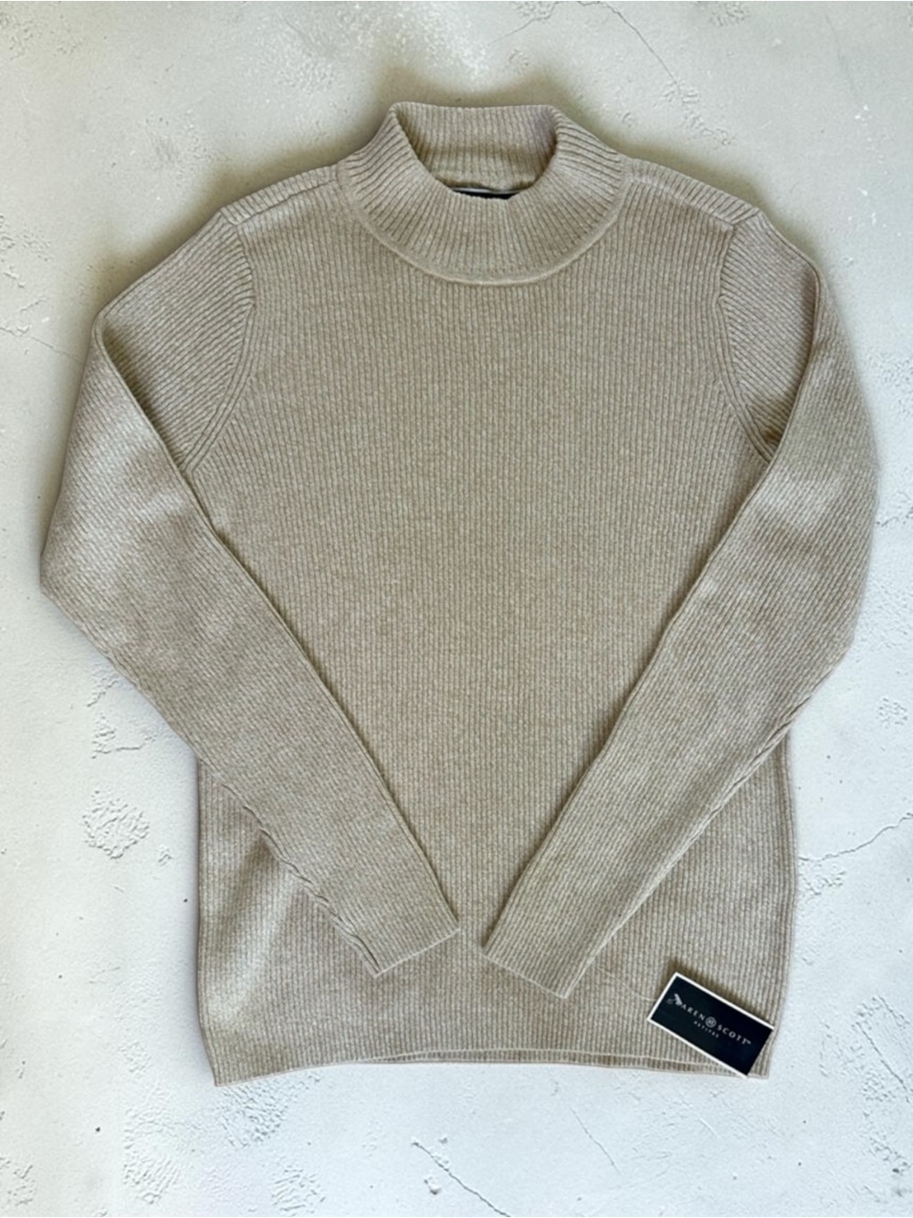 Karen Scott Petite Small Ribbed Mock Neck Sweater Beige NWT Women’s PS